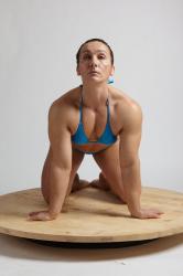 Woman Adult Muscular White Neutral Kneeling poses Underwear